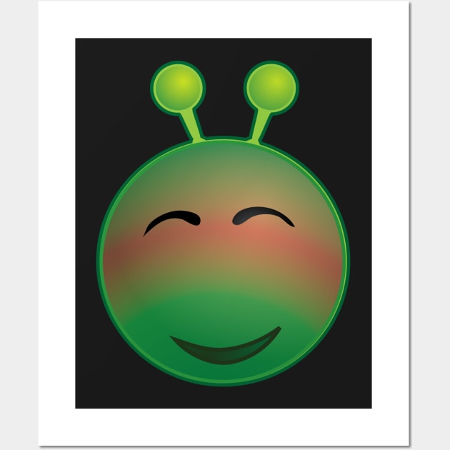 Funny Alien Monster ET Extraterrestrial Martian Green Man Emoji for Women, Men and Kids 12 Wall Art by PatrioTEEism